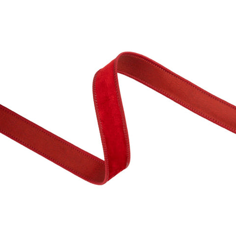1" Red Heritage Velvet Wired Ribbon | 10 Yards, shoptreeboutique.com