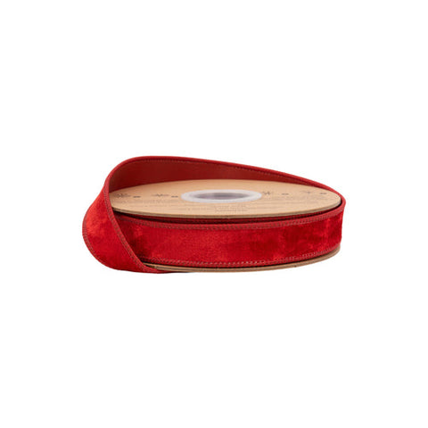 1" Red Heritage Velvet Wired Ribbon | 10 Yards, shoptreeboutique.com