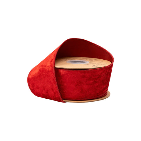 2.5" Red Heritage Velvet Wired Ribbon | 10 Yard, shoptreeboutique.com