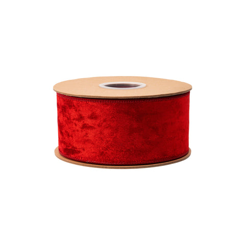 2.5" Red Heritage Velvet Wired Ribbon | 10 Yard, shoptreeboutique.com