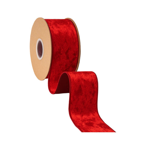 2.5" Red Heritage Velvet Wired Ribbon | 10 Yard, shoptreeboutique.com