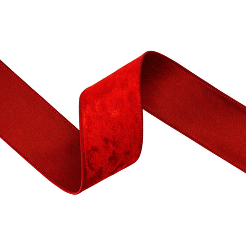 2.5" Red Heritage Velvet Wired Ribbon | 10 Yard, shoptreeboutique.com