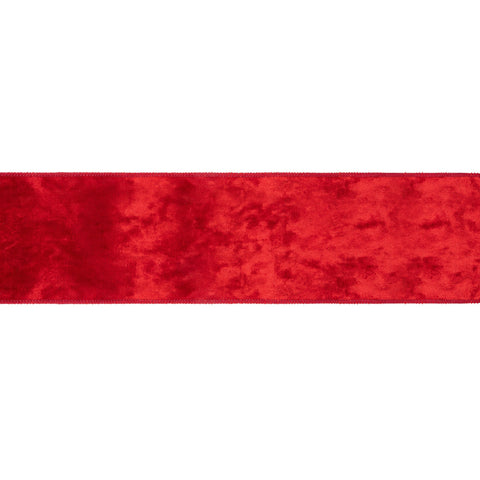 4" Red Velvet Wired Ribbon with Red/Green/White Plaid Backing | 10 Yard, shoptreeboutique.com