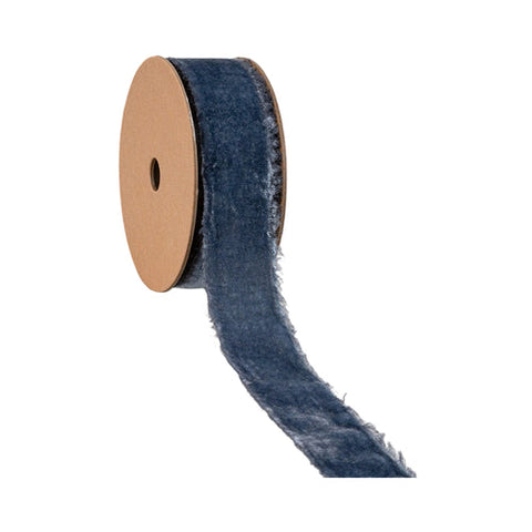 1 1/2" Frayed Velvet | Smoke Blue | 5 Yard Roll, shoptreeboutique.com