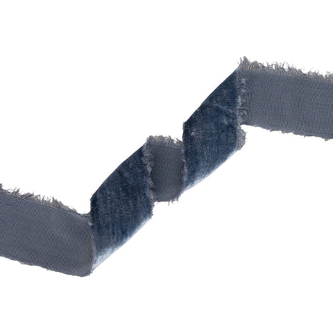 1 1/2" Frayed Velvet | Smoke Blue | 5 Yard Roll, shoptreeboutique.com