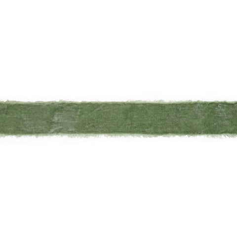 1 1/2" Frayed Velvet | Sage Green | 5 Yard Roll, shoptreeboutique.com