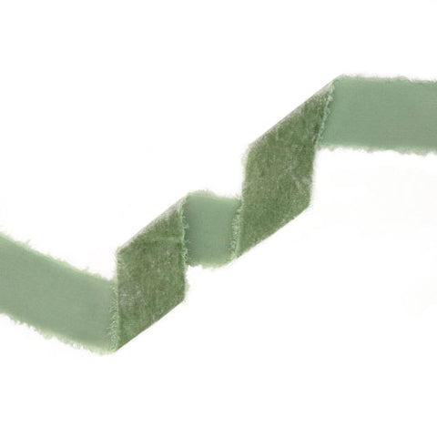 1 1/2" Frayed Velvet | Sage Green | 5 Yard Roll, shoptreeboutique.com