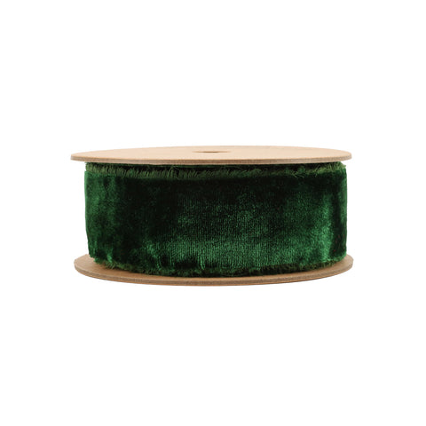 1.5" Spruce Frayed-Edge Velvet Ribbon | 5 Yards, shoptreeboutique.com