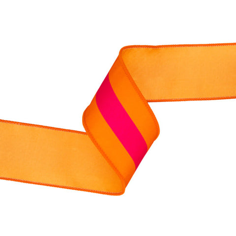 2 1/2" Pink on Orange Center Stripe, Orange Backing | 10 Yard Roll, shoptreeboutique.com
