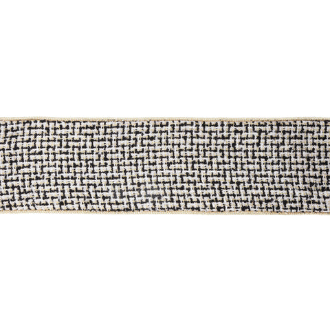 4" Black/Ivory/Gold Jacquard Tweed Wired Ribbon - 10 Yard, shoptreeboutique.com