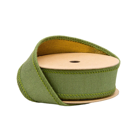 1" Moss and Gold Metallic Wired Dupioni Ribbon | 10 Yards, shopreeboutique.com