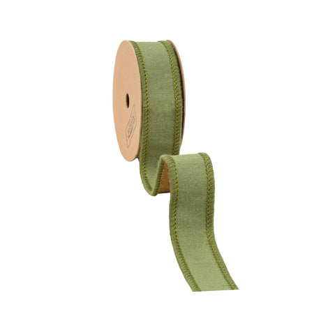 1" Moss and Gold Metallic Wired Dupioni Ribbon | 10 Yards, shopreeboutique.com