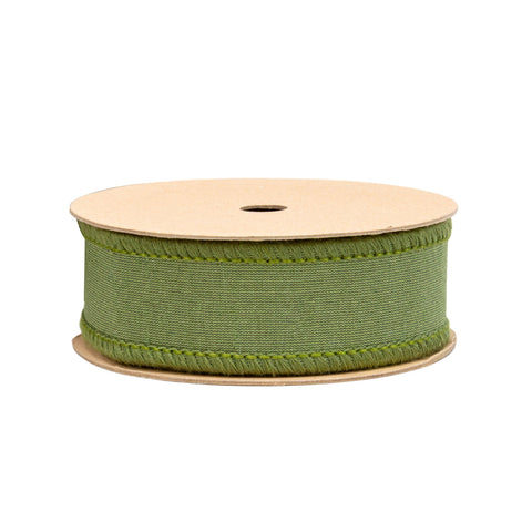 1" Moss and Gold Metallic Wired Dupioni Ribbon | 10 Yards, shopreeboutique.com
