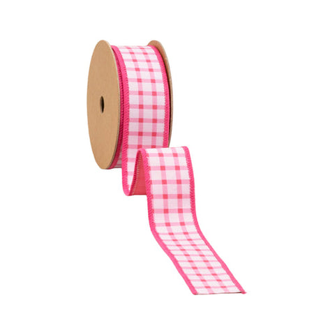1 1/2" Coral Gridlines on White, Coral Backing | 10 Yard Roll, shoptreeboutique.com