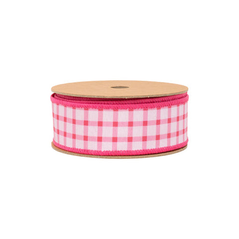 1 1/2" Coral Gridlines on White, Coral Backing | 10 Yard Roll, shoptreeboutique.com