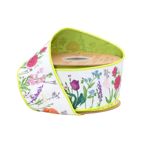 2 1/2" Horizontal Floral Stems, Green Backing | 10 Yard Roll, shoptreeboutique.com