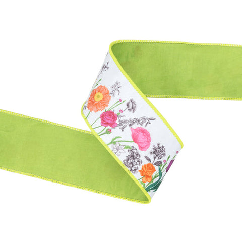 2 1/2" Horizontal Floral Stems, Green Backing | 10 Yard Roll, shoptreeboutique.com