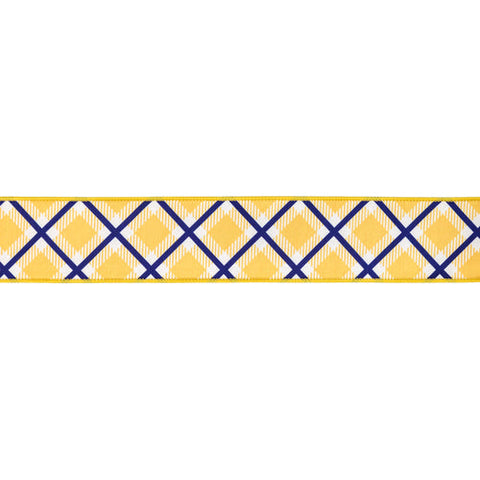 2 1/2" Blue/White/Yellow Bias Plaid, Yellow Backing | 10 Yard Roll, shoptreeboutique.com