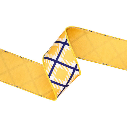2 1/2" Blue/White/Yellow Bias Plaid, Yellow Backing | 10 Yard Roll, shoptreeboutique.com