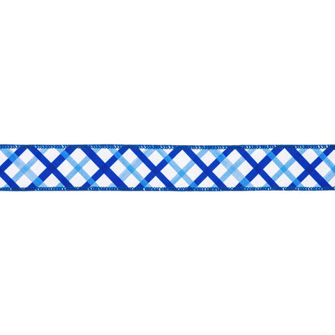 1 1/2"Blue and White Decorative Stripe, Blue Backing | 10 Yard Roll, shoptreeboutique.com