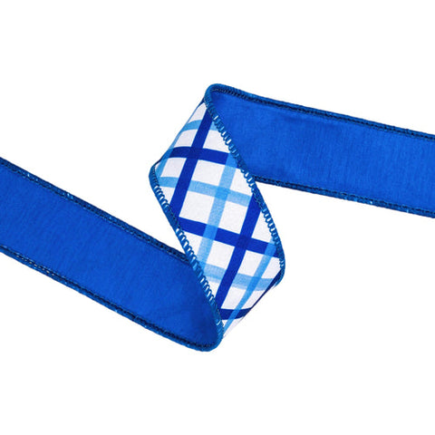 1 1/2"Blue and White Decorative Stripe, Blue Backing | 10 Yard Roll, shoptreeboutique.com