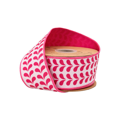 2 1/2" Pink Petals on White, Pink Backing | 10 Yard Roll, shoptreeboutique.com