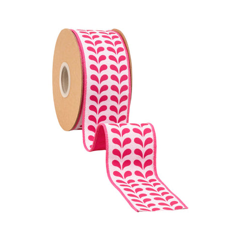 2 1/2" Pink Petals on White, Pink Backing | 10 Yard Roll, shoptreeboutique.com