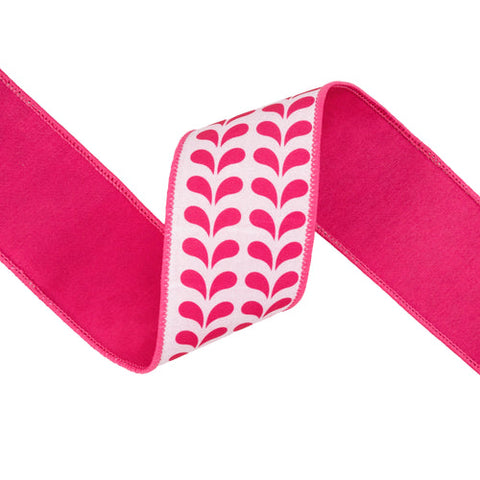 2 1/2" Pink Petals on White, Pink Backing | 10 Yard Roll, shoptreeboutique.com