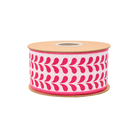 2 1/2" Pink Petals on White, Pink Backing | 10 Yard Roll, shoptreeboutique.com