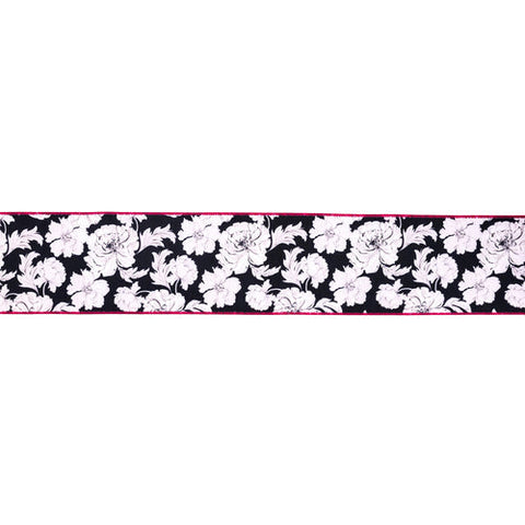 4" Black and White Floral, Pink Backing | 10 Yard Roll, shoptreeboutique.com