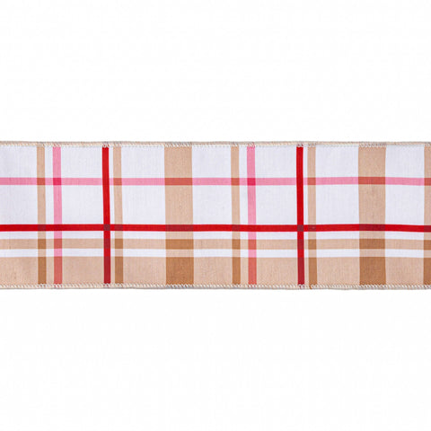 4" Gingerbread Plaid Wired Dupioni Ribbon - 10 Yard, shoptreeboutique.com