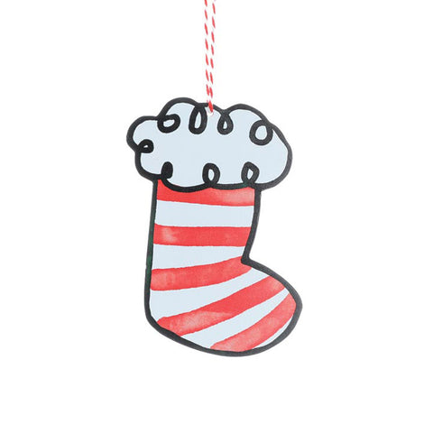 7" Striped Stocking Ornament - Red & White, shoptreeboutique.com