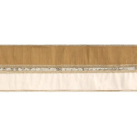 4" Gold & Ivory Two-Tone Wired Dupioni Ribbon | 10 Yards, shoptreeboutique.com