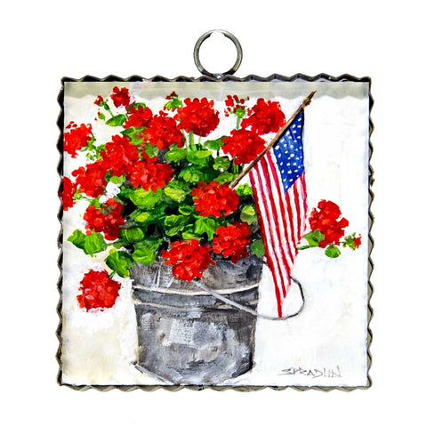 Mini Art Bucket of Geraniums, shoptreeboutique.com
