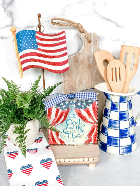 Mini Waving USA Flag on Pole Charm, shoptreeboutique.com