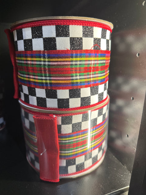 4”x10YD CHECKS & PLAID RIBBON