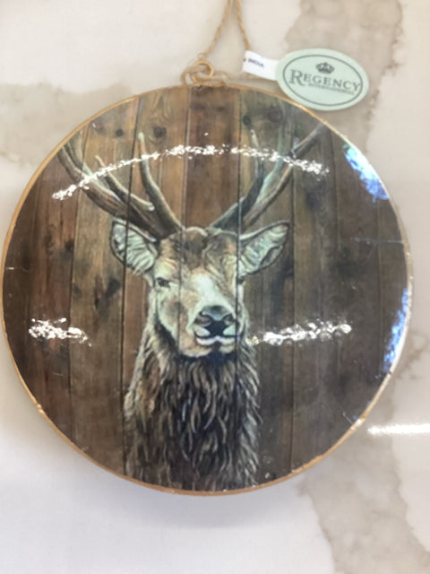 6.5 Metal Disk W/ Deer Ornament
