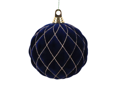 6" Navy Velvet Ornament \ 140 mm, shoptreeboutique.com