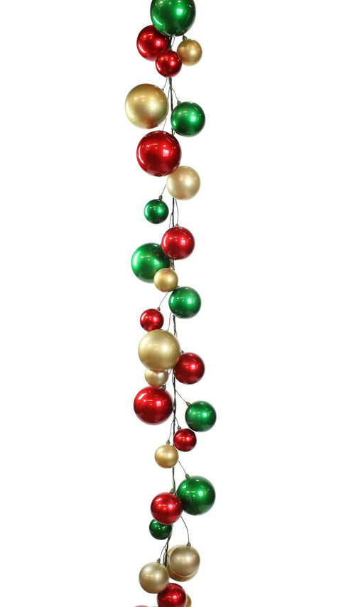 10' Red Emerald & Gold Candy Apple Ball Garland, shoptreeboutique.com