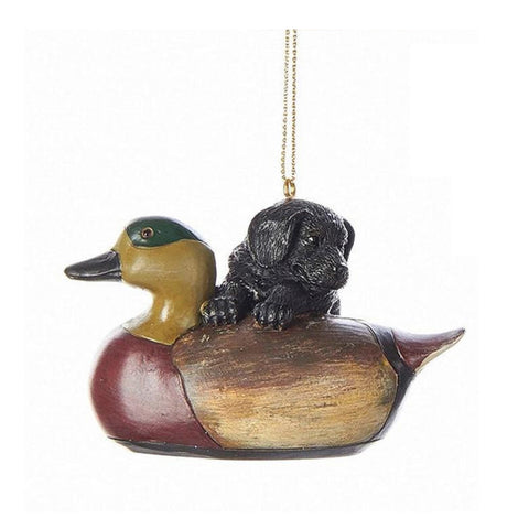 Puppy with Duck Decoy Ornament- by Kurt Adler, shoptreeboutique.com