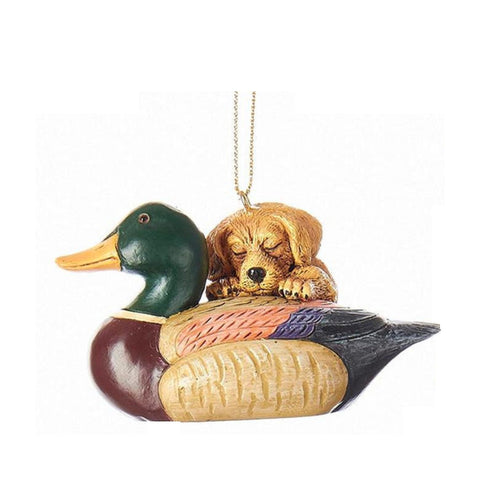 Puppy with Duck Decoy Ornament- by Kurt Adler, shoptreeboutique.com