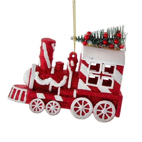 Peppermint Stripe Locomotive Ornaments by Kurt Adler, shoptreeboutique.com