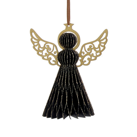 Black Paper Angel with Gold Wings by Kurt Adler, shoptreeboutique.com