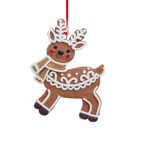 White Icing Gingerbread Deer Ornament by Kurt Adler, shoptreeboutique.com