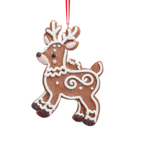 White Icing Gingerbread Deer Ornament by Kurt Adler, shoptreeboutique.com