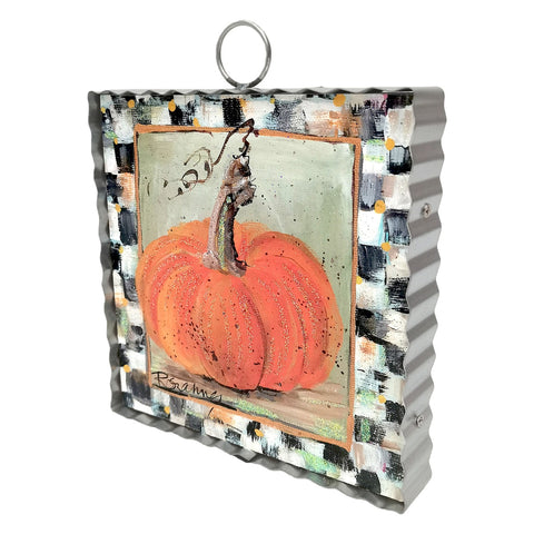 Mini Art Orange Pumpkin with Checkered Border, shoptreeboutique.com