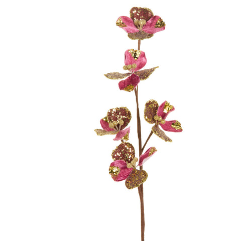 23.5" Velvet Floral Spray - Pink, shoptreeboutique.com