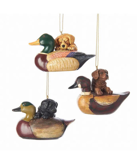 3.5"RESIN PUPPY W/DUCK DECOY