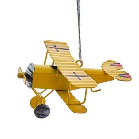 Yellow Airplane Ornament by Kurt Adler, shoptreeboutique.com