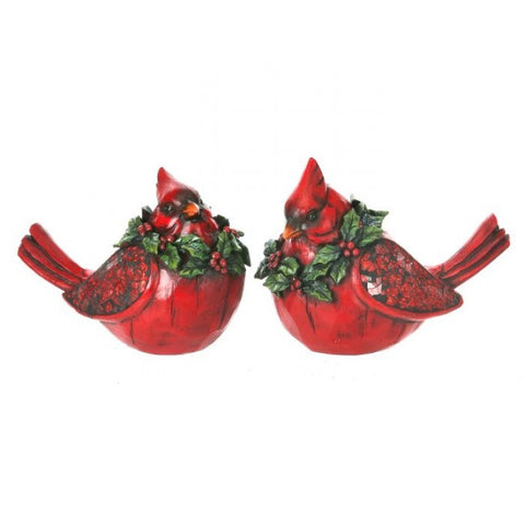 7" Resin Mosaic Glass Inlaid Sitting Cardinal